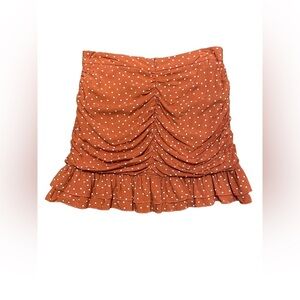 La Hearts Hermes Orange and White Polka Dot Mini Skirt